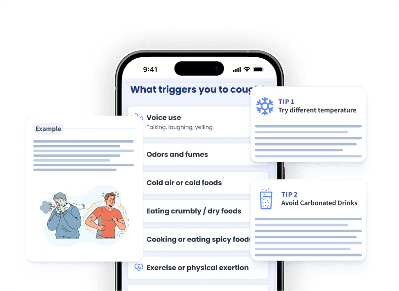 ResolveDTx personalized awareness report with data visualization and tailored cough management tips