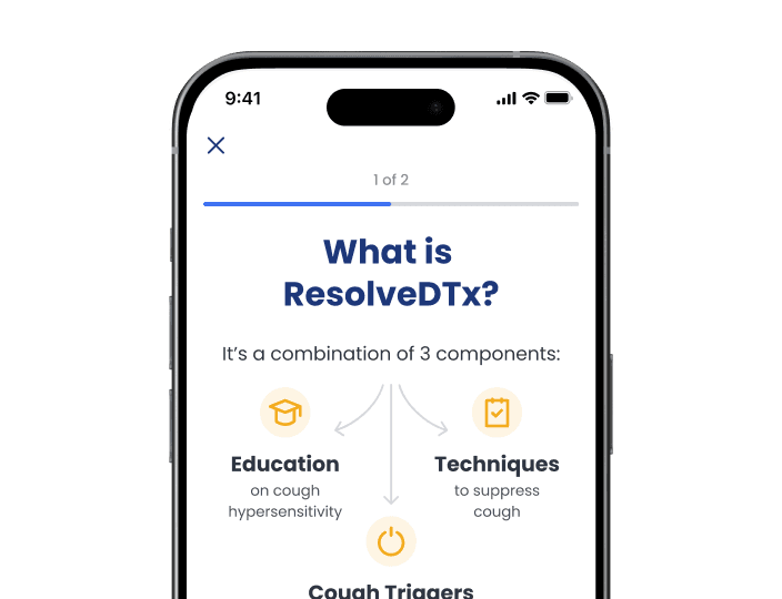 ResolveDTx educational module explaining cough sensitivity